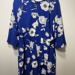 George Blue and White 3/4 Sleeve Sundress for Cocktail Events